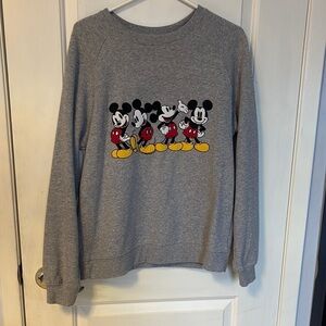 NWOT Disney Embroidered Heather Gray Crewneck Sweatshirt